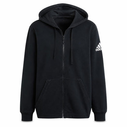 Front view of Adidas women’s black l full zip hoodie sweatshirt with hood