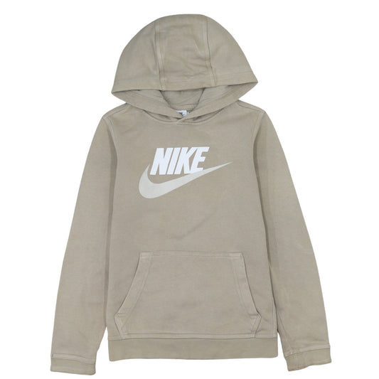 Nike Boys Beige Pullover Hoodie L 147-158cm Long Sleeve Graphic Logo