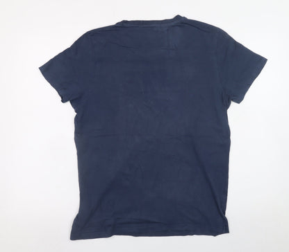 Jack & Jones Men's Blue Graphic Print Crew Neck T-Shirt Size L