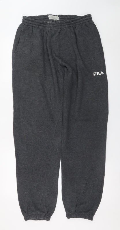 Fila Mens Grey L Sweatpants Regular Fit Logo Joggers