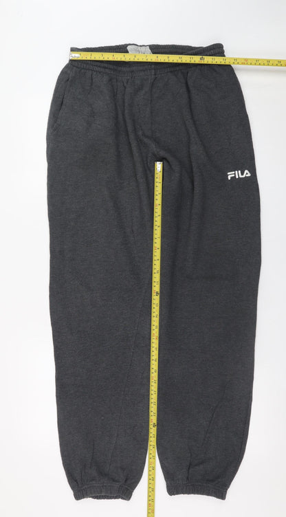 Fila Mens Grey L Sweatpants Regular Fit Logo Joggers