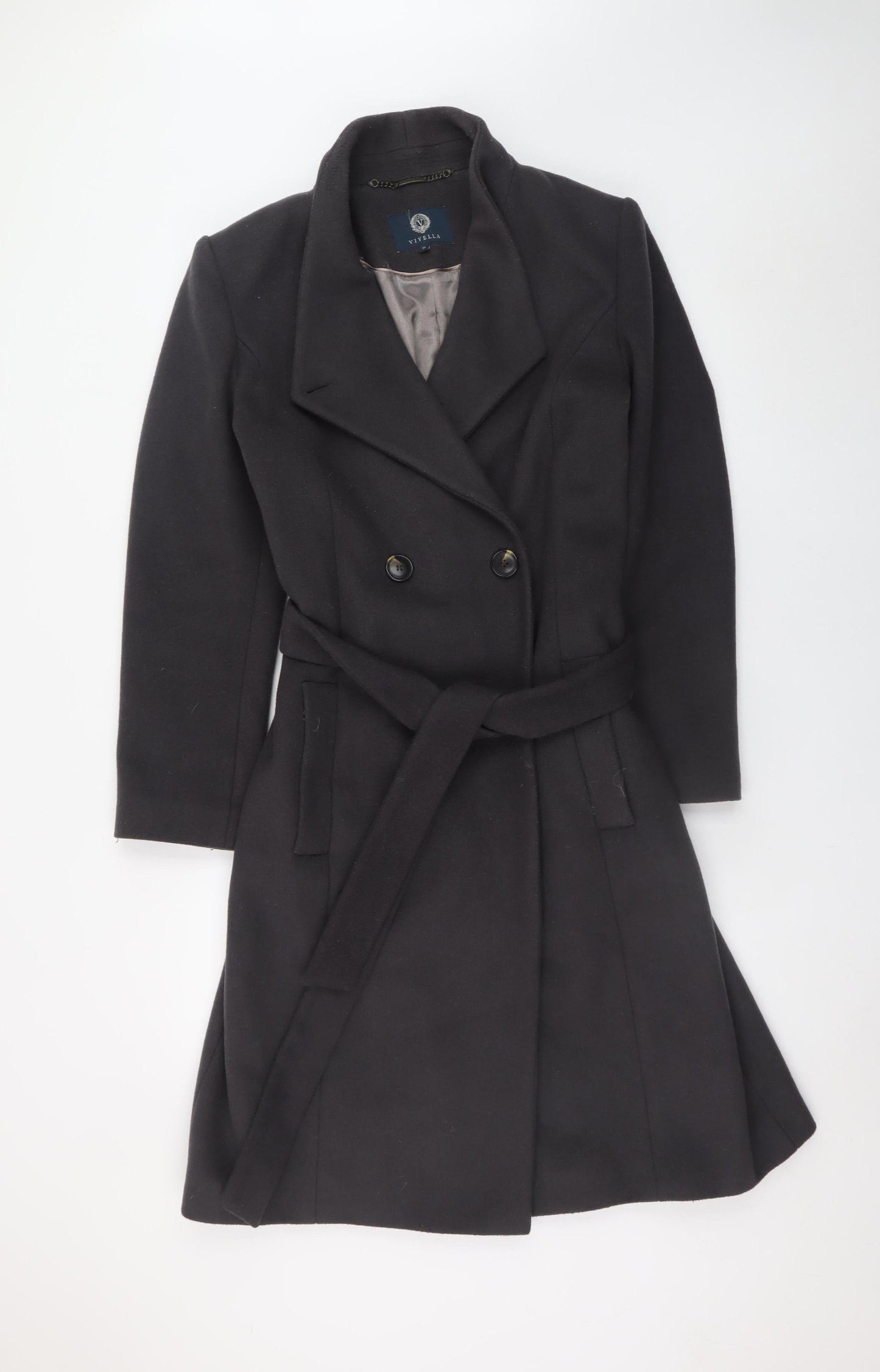 Womens UK Size 12 Viyella Black Overcoat