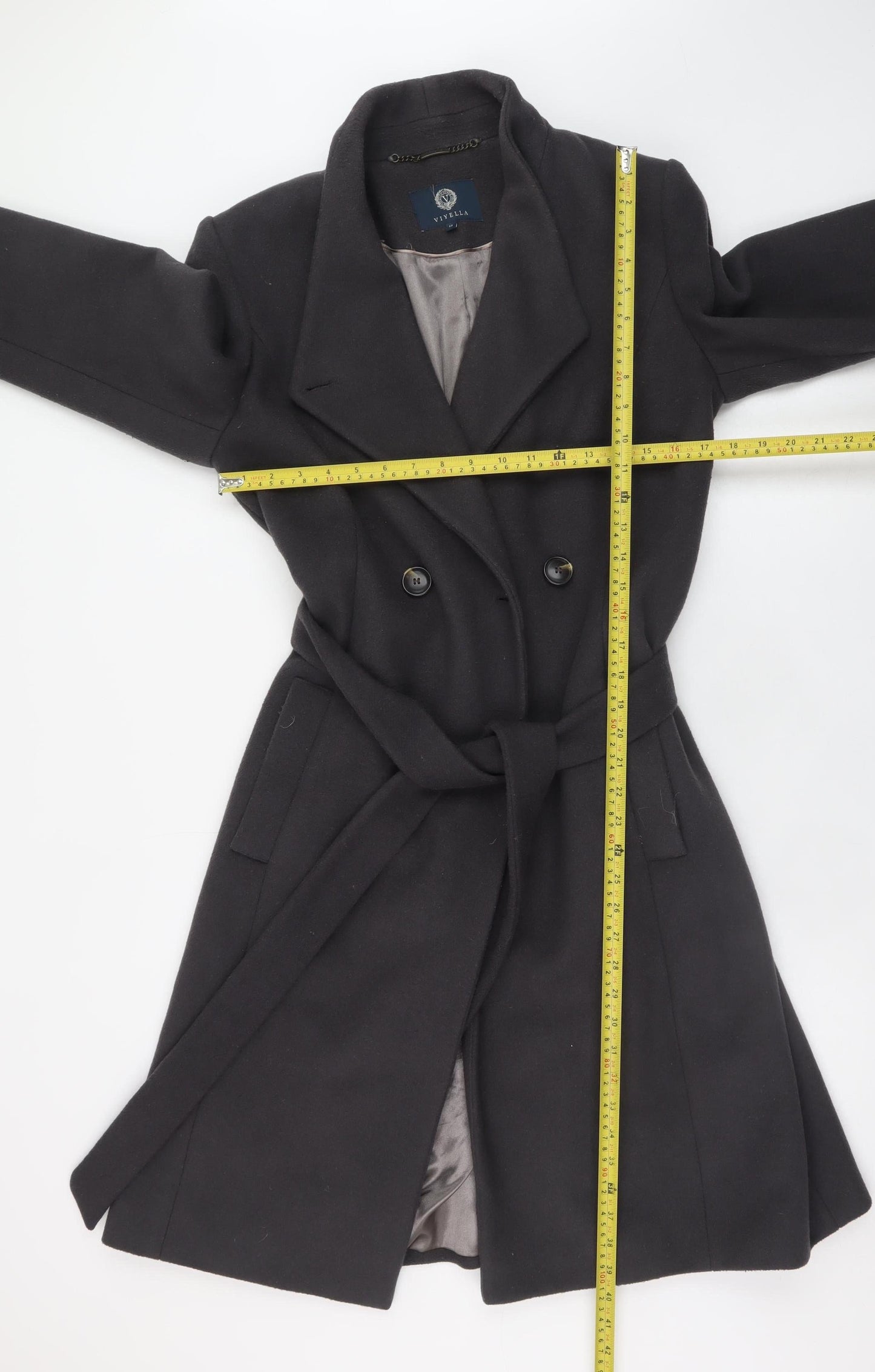 Womens UK Size 12 Viyella Black Overcoat