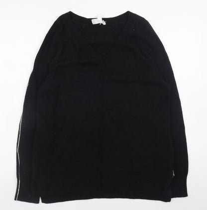 The White Company Women Black M V-Neck Pullover Jumper