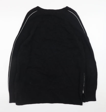 The White Company Women Black M V-Neck Pullover Jumper