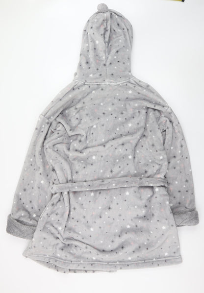 Marks and Spencer Women Grey Fleece Hooded Plus Robe 20-22