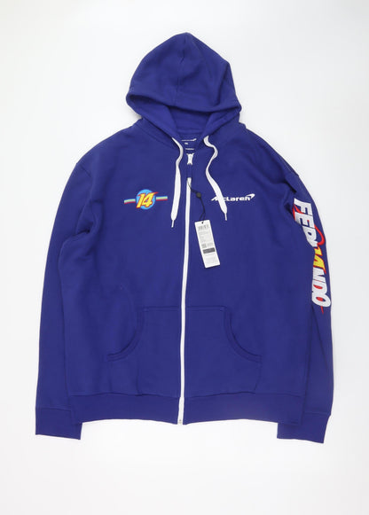 Mens UK Size 2XL McLaren Blue Full Zip Hoodie