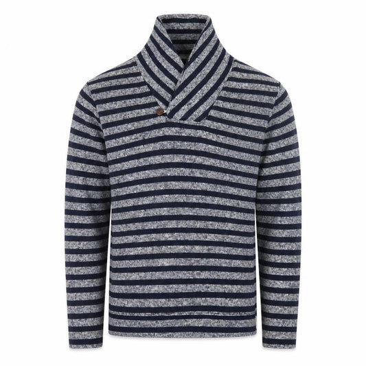 Front view of Gap Kids Navy Grey Striped Pullover Sweatshirt 10-11 Years