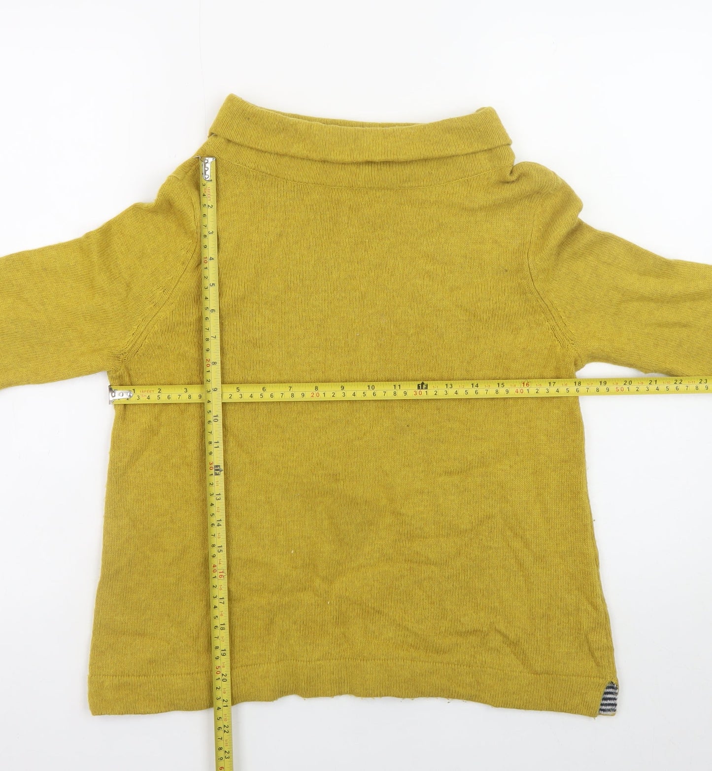 Seasalt Cornwall Women’s Yellow Cowl Neck Wool Blend Jumper Size 14