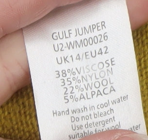Seasalt Cornwall Women’s Yellow Cowl Neck Wool Blend Jumper Size 14
