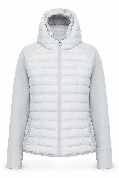 GapFit Womens Grey Hooded Puffer Jacket Size L Lightweight