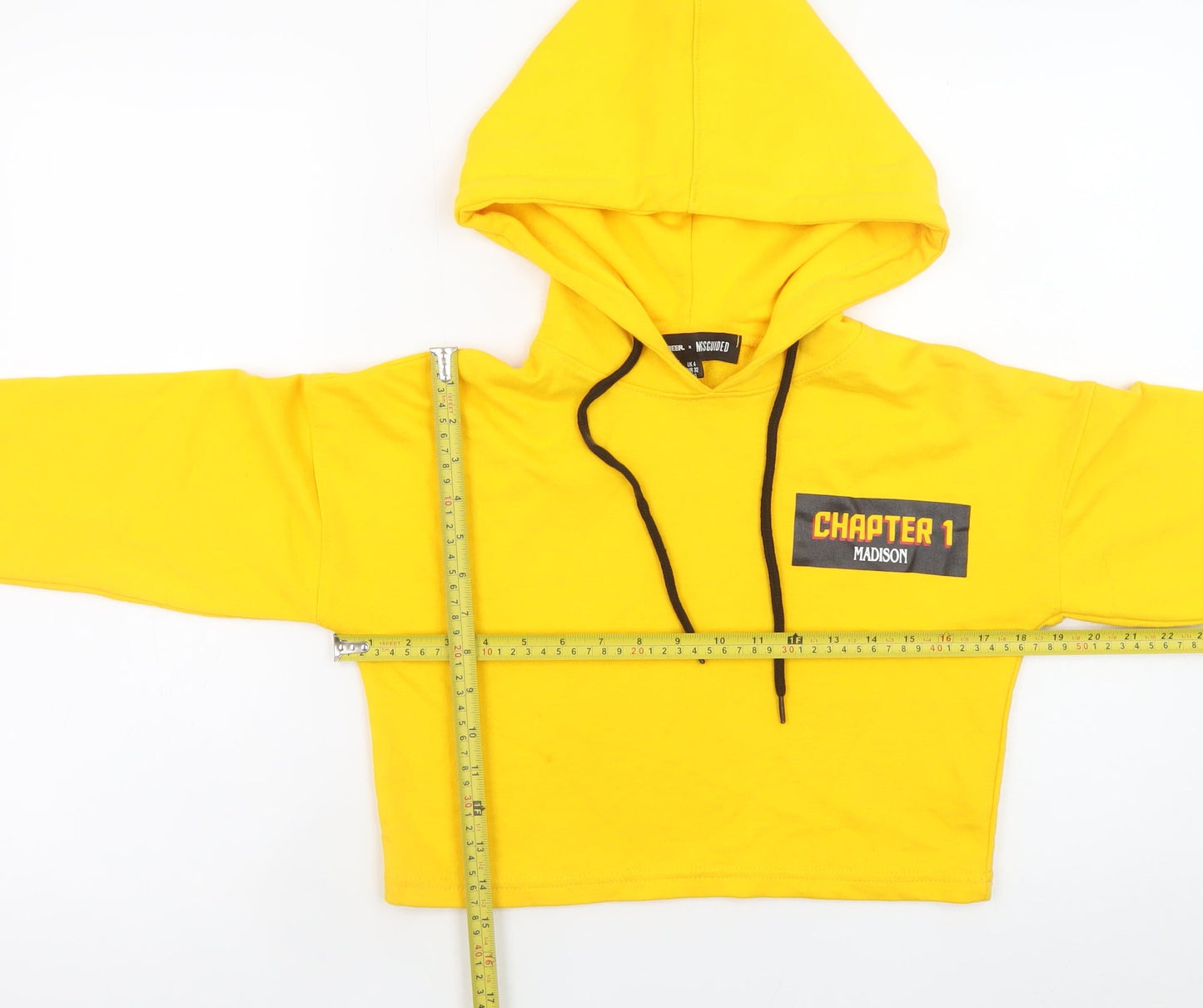 Womens UK Size 4 Missguided Yellow Pullover Hoodie