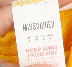 Womens UK Size 4 Missguided Yellow Pullover Hoodie