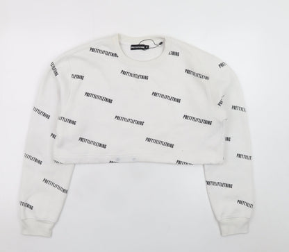 PrettyLittleThing Womens White Cropped Pullover Sweatshirt M