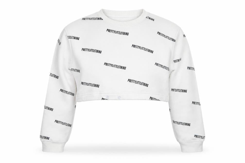 PRETTYLITTLETHING Womens White Cropped Pullover Sweatshirt M