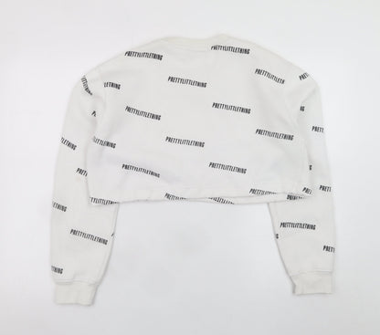 PrettyLittleThing Womens White Cropped Pullover Sweatshirt M