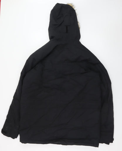 Peter Storm Men's Black S Winter Parka Hooded Faux Fur Trim Jacket