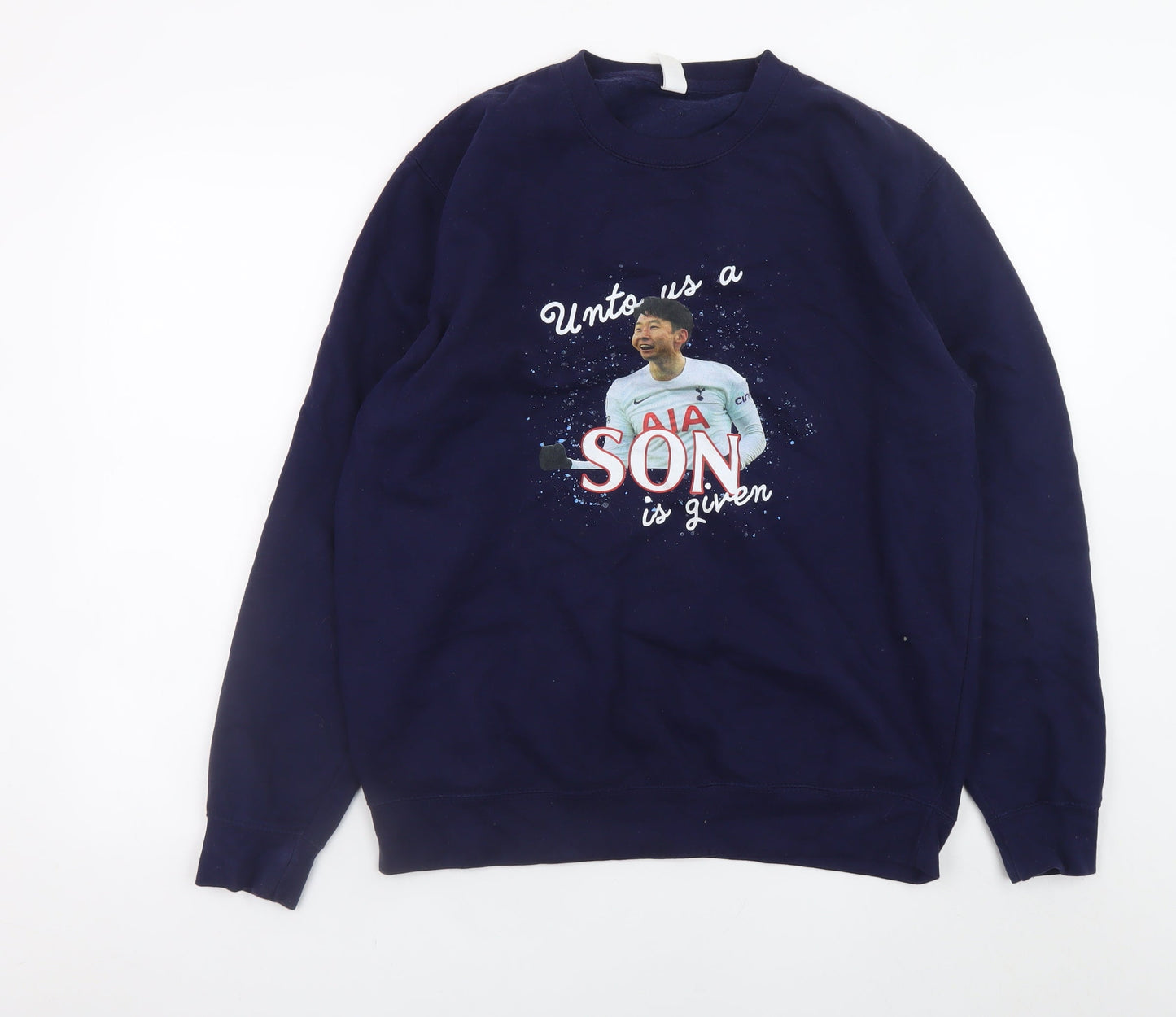 Mens UK Size L JustHoods Blue Pullover Sweatshirt