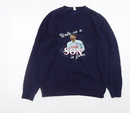 Mens UK Size L JustHoods Blue Pullover Sweatshirt