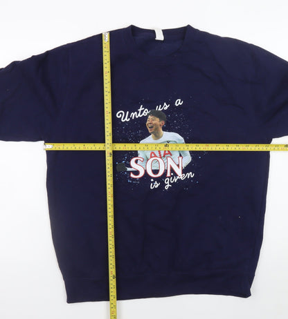 Mens UK Size L JustHoods Blue Pullover Sweatshirt