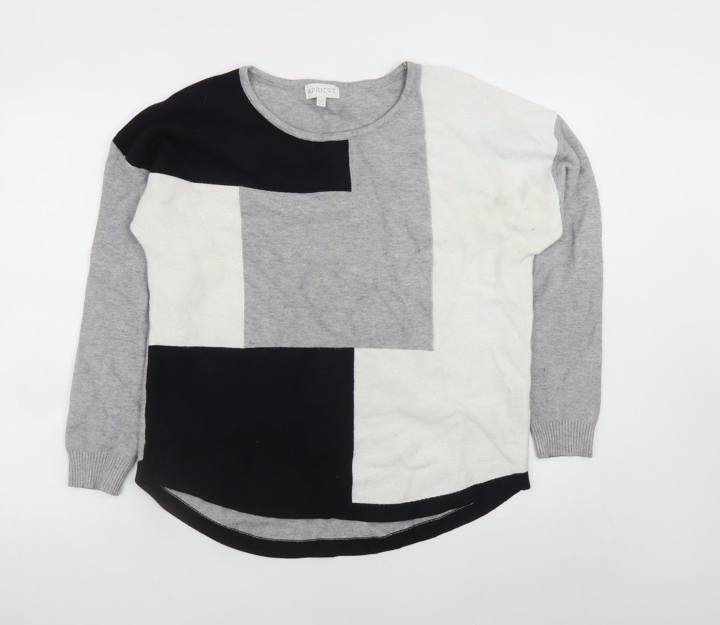 Apricot Women Grey Geometric Knit Pullover Jumper Size 14