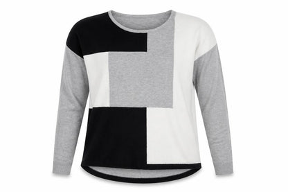 Apricot Women Grey Geometric Knit Pullover Jumper Size 14