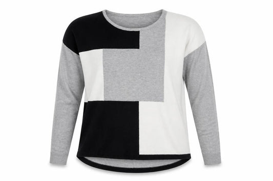 Apricot Women Grey Geometric Knit Pullover Jumper Size 14