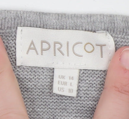 Apricot Women Grey Geometric Knit Pullover Jumper Size 14