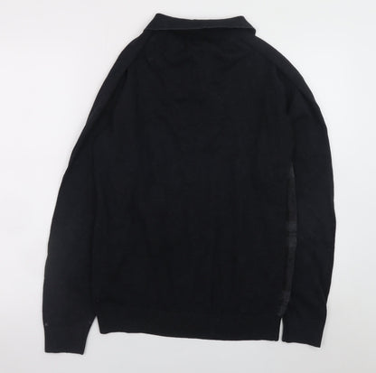 Next Men's Black Check Collared Cotton Long Sleeve Casual Shirt M