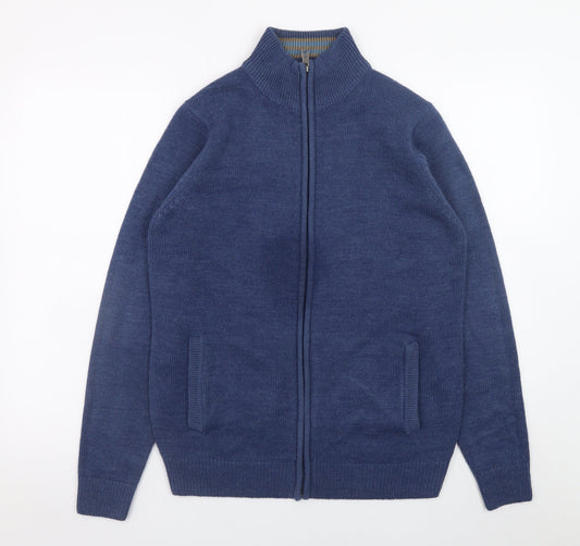 James Pringle Men's Blue Full Zip Knit Jumper Size S