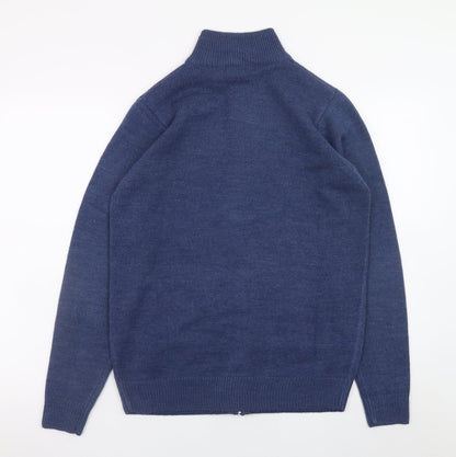 James Pringle Men's Blue Full Zip Knit Jumper Size S