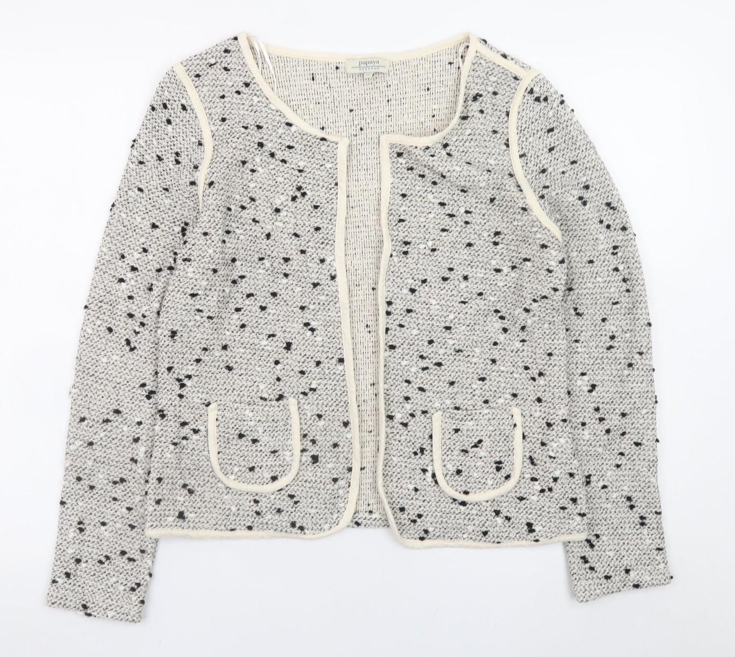 Papaya Weekend Women White Size 14 Open Knit Cotton Blend Blazer