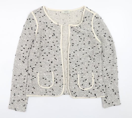 Papaya Weekend Women White Size 14 Open Knit Cotton Blend Blazer