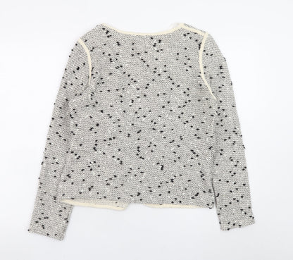 Papaya Weekend Women White Size 14 Open Knit Cotton Blend Blazer