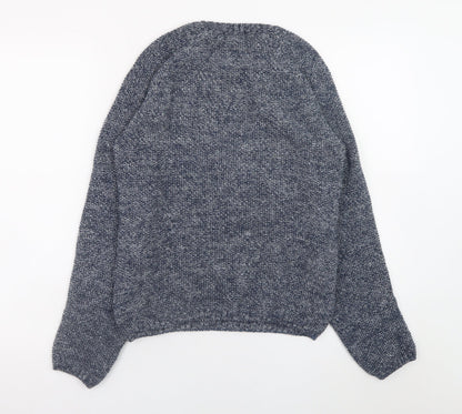 Refinery Men's Blue Chunky Knit Polyester Jumper Size S