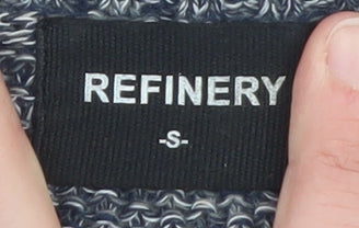 Refinery Men's Blue Chunky Knit Polyester Jumper Size S