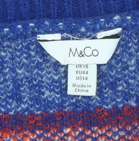 Womens UK Size 18 M&Co Blue Pullover Jumper