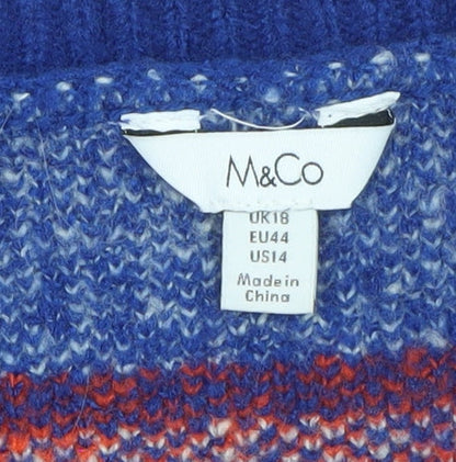 Womens UK Size 18 M&Co Blue Pullover Jumper