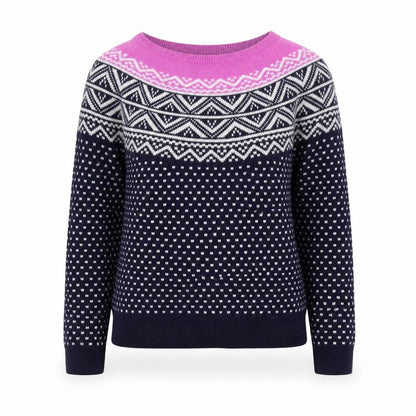 Gap Women's Blue Fair Isle Crew Neck Jumper Size M