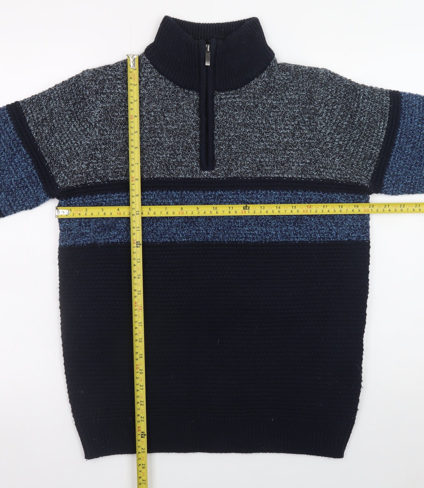 Mens UK Size S Nutmeg Blue Pullover Jumper