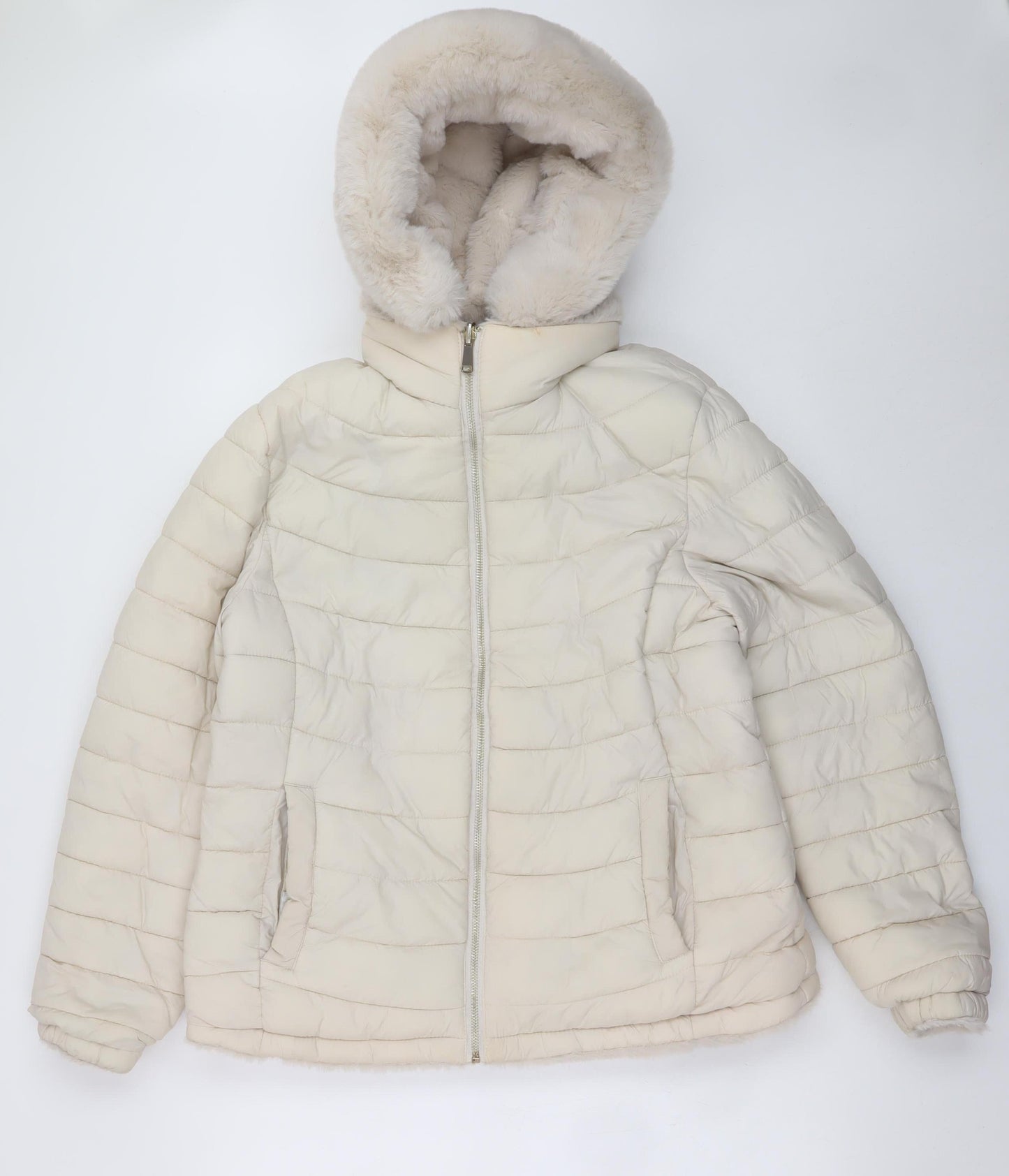 Womens UK Size L Giada PELIN FASHION Ivory Puffer Jacket