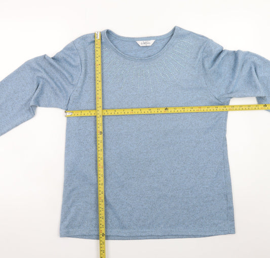 Womens UK Size 14 Classic Blue Basic T-Shirt
