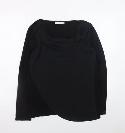 Womens UK Size 12 Paraphrase Black Wrap Blouse