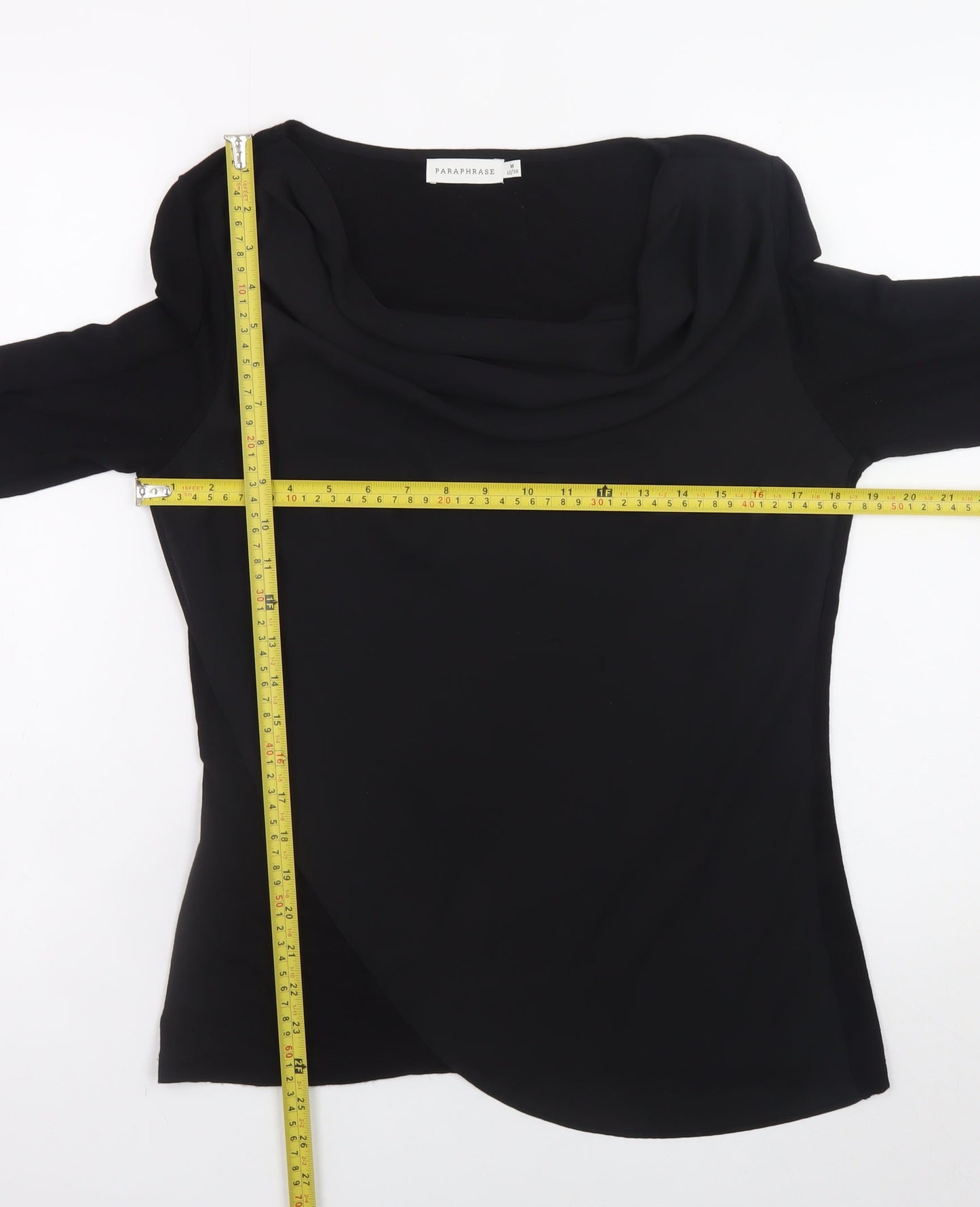 Womens UK Size 12 Paraphrase Black Wrap Blouse