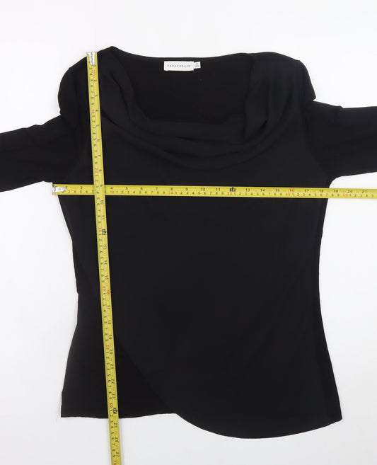 Womens UK Size 12 Paraphrase Black Wrap Blouse