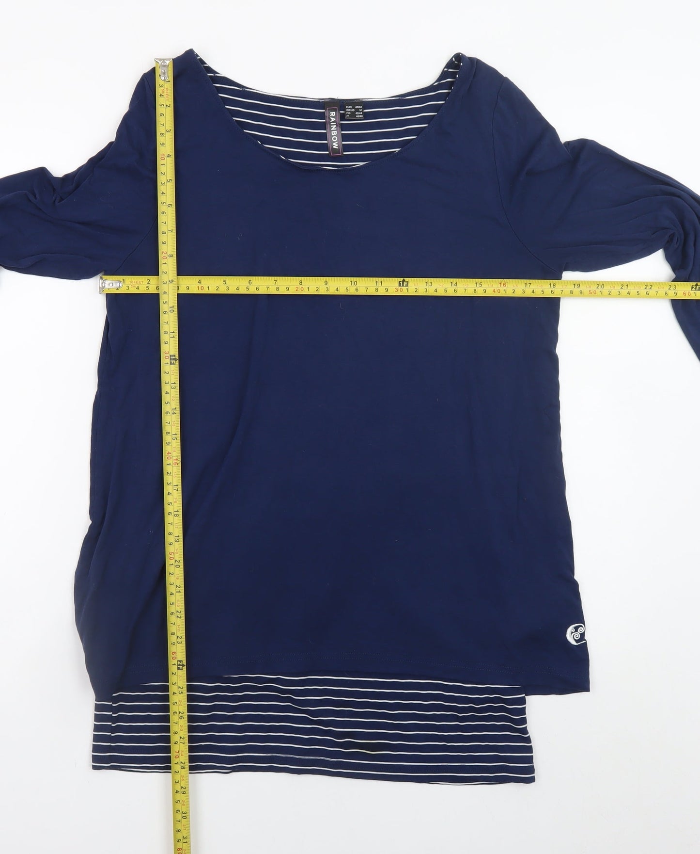 Womens UK Size M Rainbow Blue Basic T-Shirt