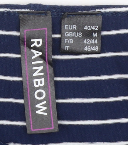 Womens UK Size M Rainbow Blue Basic T-Shirt