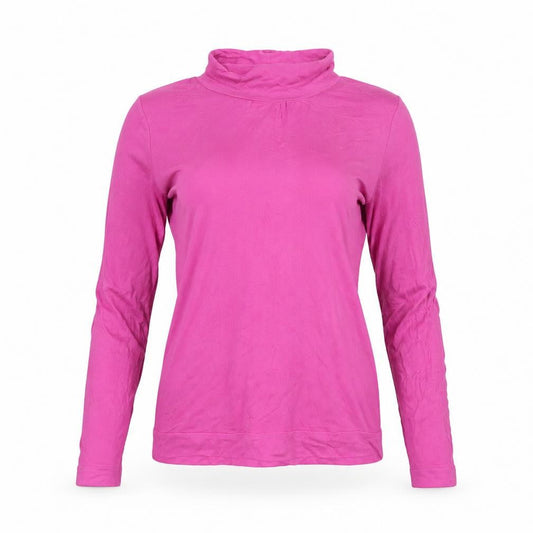 Front view of Red Herring Women’s Pink Long Sleeve Mock Neck Top, size UK 14, Viscose Blend