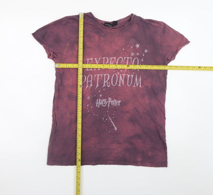 Womens UK Size 12 Harry Potter Purple Basic T-Shirt