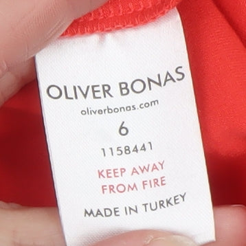 Womens UK Size 6 Oliver Bonas Red Basic T-Shirt